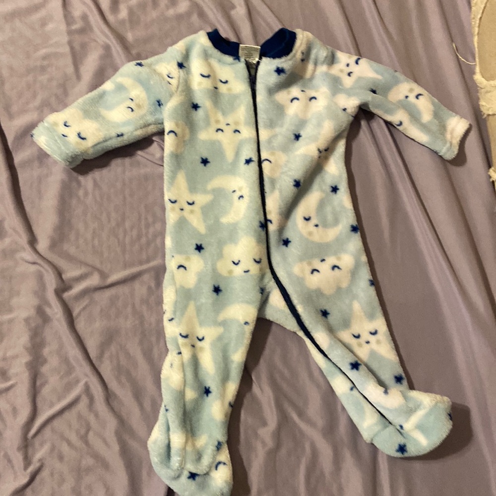 Moon and star fluffy pj zippie